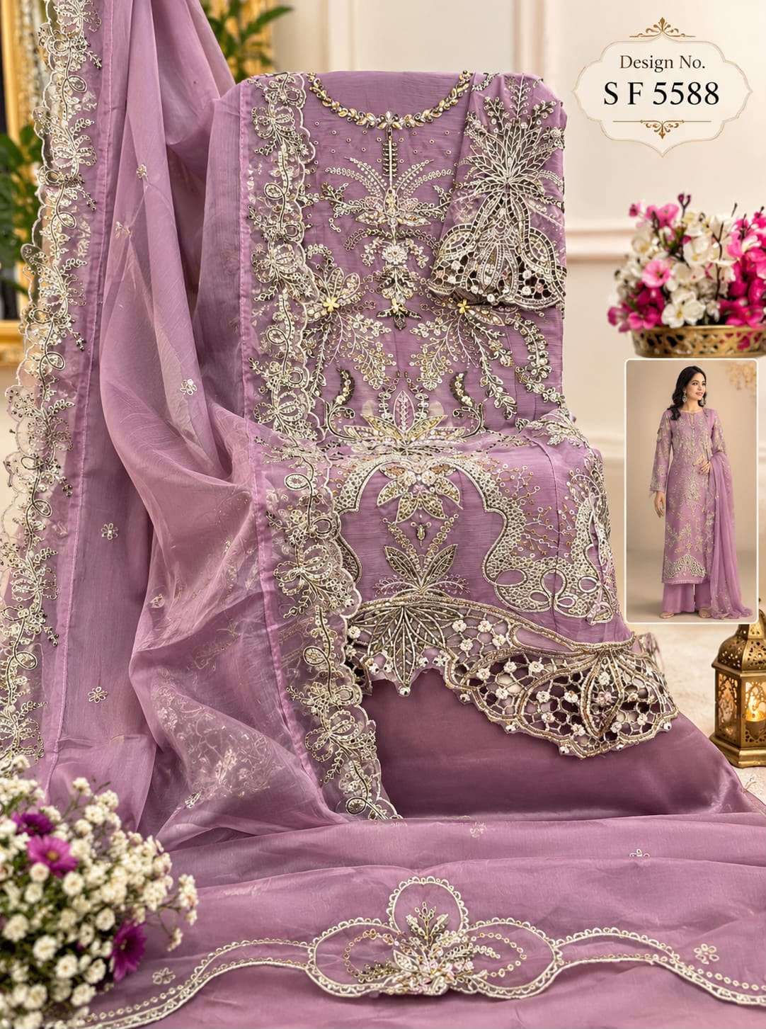 SHREE FABS SF 5588 COLOR CHIFFON KHATLI WORK DRESS FESTIVE WEDDING CELEBRATIONS